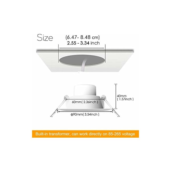 Inbyggd LED-spotlight 8W (motsvarande 60W), Inbyggd taklampa IP44 2700K varmvit - Set om 5