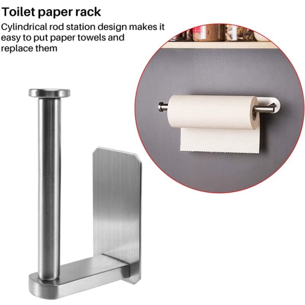 Itsekiinnittyvä WC-paperiteline - Kylpyhuoneen WC-paperitelineen pidike Ei poraa Harjattu
