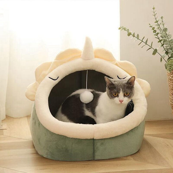 Kattsäng Kennel Bo Runda Husdjursgrottor Sovplatser för Kattunge Husdjurskorg Bekväm Kattunge Lounger Kattdyna (L)