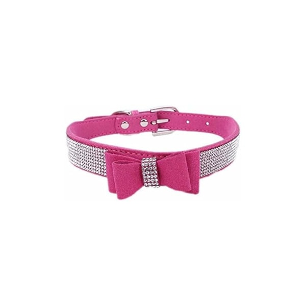 Rhinestone hundehalsbånd (rose rød XS) -