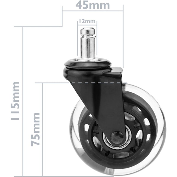 Industriella svängbara polyuretanhjul utan broms 75 mm M11 förpackning med 5