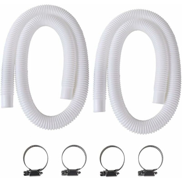 Swimmingpool Slange, 2 stk 32mm Overjordisk Pool Slange, 150cm/59in Poolpumpe Slange til Intex 330 GPH, 530 GPH og 1000 GPH