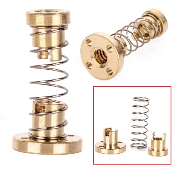 T8 Anti-Fjädermutter Stigning 2mm, Mm Elimineringsutrymme för 8 Trådad Stångskruv (4-pack)