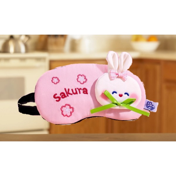 Sakura Rabbit Sleeping Eye Mask Plysj Eye Mask Travel Sleeping Mask Supermyk morsom øyemaske for barn, jenter og voksne
