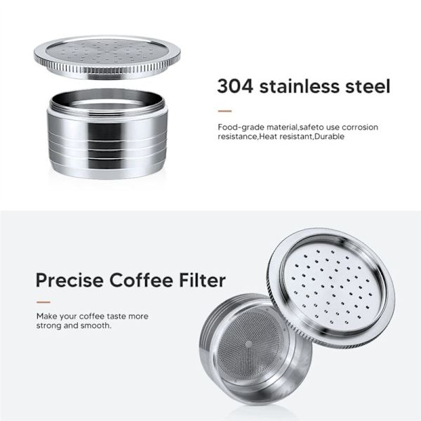 2 st rostfria återanvändbara kaffekapslar för kaffemaskin