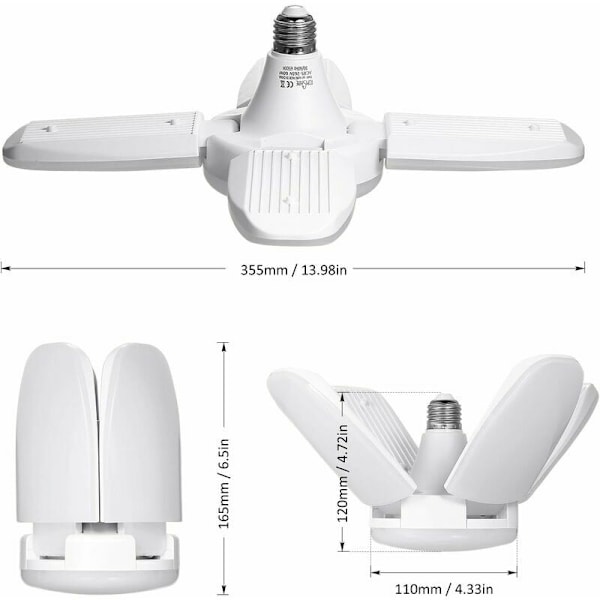 LED-varastovalaistus - 60W sisätilojen muotoiltava työpajan lamppu, muotoiltava 4 säädettävällä paneelilla