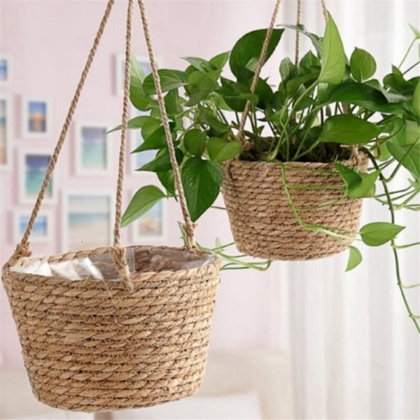 Macrame Hängande Planter, Växtförvaringskorg, Vävda Rep, Inomhus och Utomhus Blomkruka Hållare, Primär Färg L