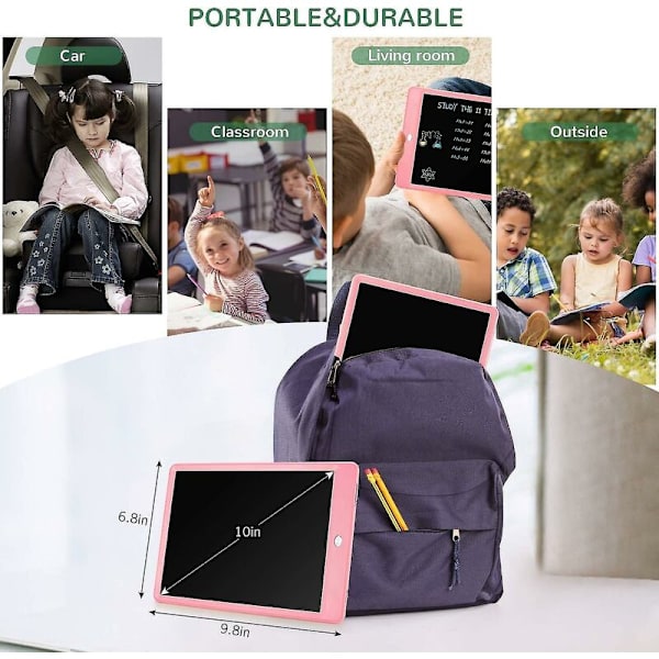LCD-skrivetavle Doodle Board, 10 tommer (rosa)