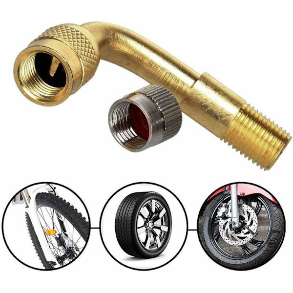3 stk Profesjonelle Dekkventilforlengelsesadaptersett, Messing Dekkventilforlengelse Schrader Ventiladapter, For Bil Lastebil Motorsykkel Sykkel Scooter (45 °,