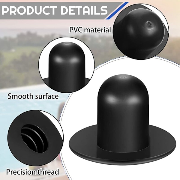 Stykker I Jord Swimming Pool Filter Pumpe Si Strainer Hul Prop Solid Farve Sommer Swimming Pool Tilbehør PVC Pool Pumpe Prop Pool Aftapningsprop (Sort
