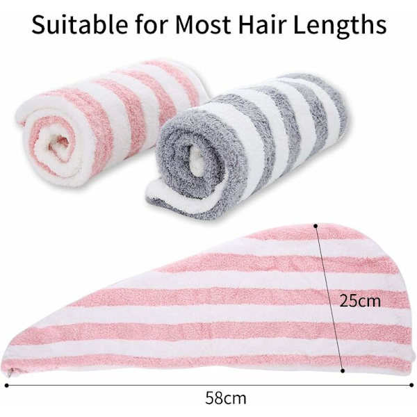 2-pack mikrofiberhårhandduk för kvinnor, superabsorberande, snabbtorkande turban för bad och dusch