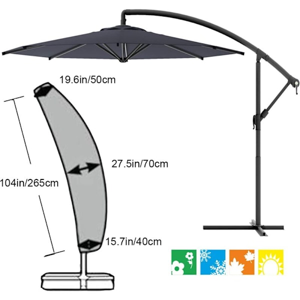 Solskjermdeksel med forskyvning, Patio-solskjermdeksel for 8 fot cantilever-solskjerm med glidelås og vanntett stoff