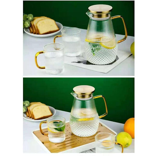 Kande, 1600ml/54oz Kande, Glaskande med låg, Varmebestandig Borosilikat Glaskande til te, juice, mælk