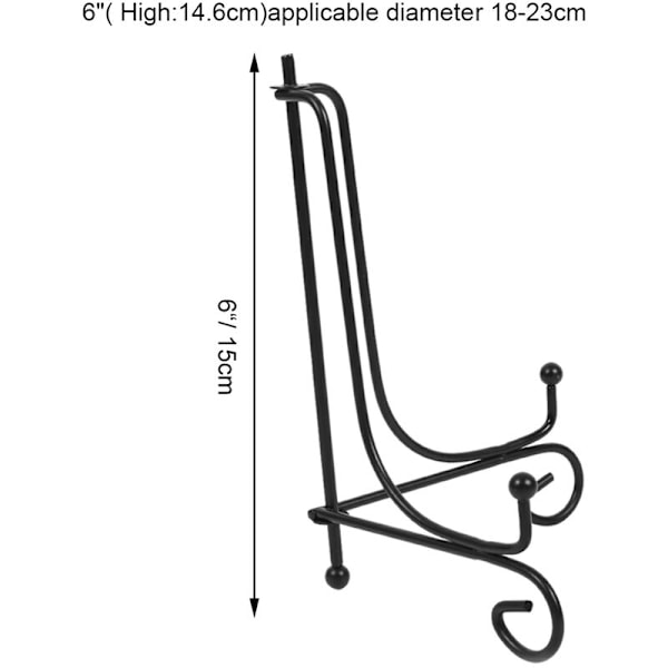 1 stativ i järn, 15 cm, klassiskt displayställ för skål, tallrik, foto, bok, konstverk, svart