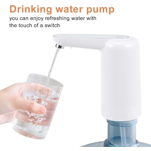Flaska Dispenser, USB-laddning Universell Elektrisk Läckagesäker Drickpump för 2 till 5 Gallons Behållare för Inomhus- och Utomhusaktiviteter