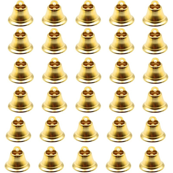30 stycken små klockor, guld, 30 mm, mini-klockor, kan användas för vindspel, dekorationer, juldekorationer, tempel-klockor och djur-klockor