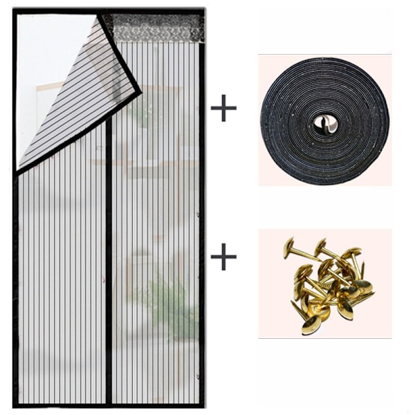Magnetisk Skärmdörr Myggnät 90 X 210 Cm Magnetiskt Myggnät Automatisk Stängning Myggnät för Balkongdörr Vardagsrum Terrassdörr