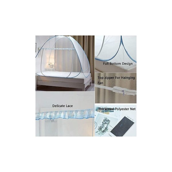 Hopfällbart Pop Up-säng Myggnät Stor Kupoltält Myggnät Enkel Dörr Camping Myggnät Enkel Installation för Sovrum Coucher100Cm(B) 190Cm(L)