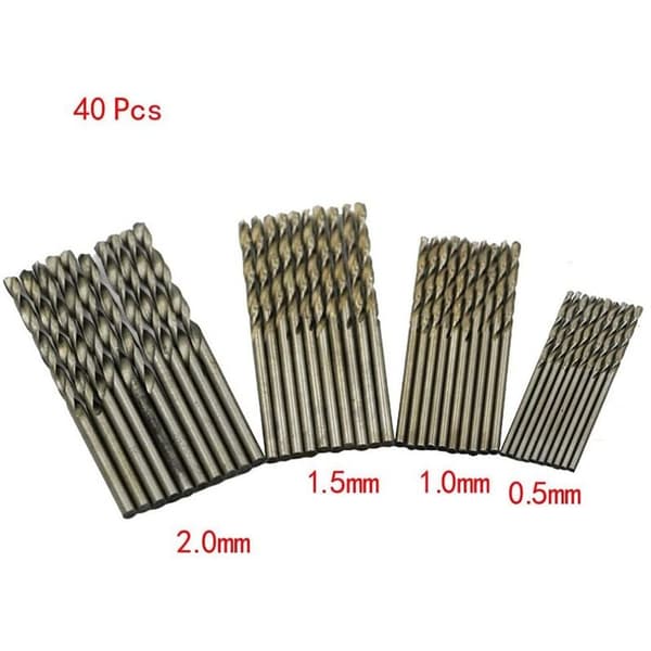 40 stk. 0,5 mm-2,0 mm lige skaft mini borebitsæt Tiny Mini små borebits fuldt slebet HSS spiralborebits til Dil