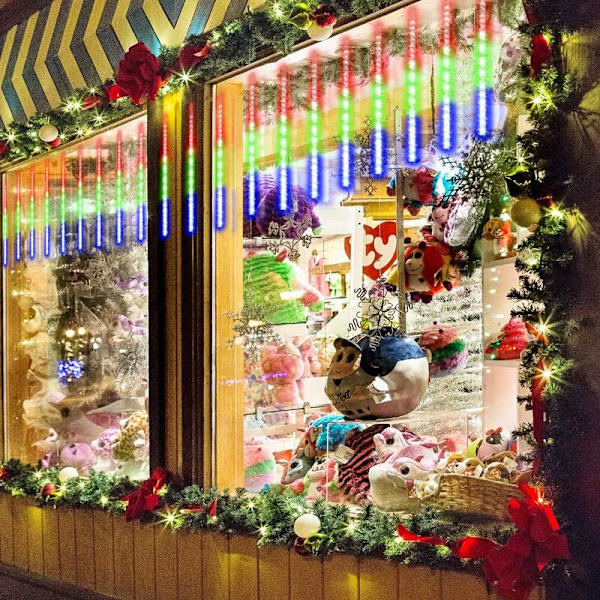 Meteorskur 30cm, 8 Vanntette Transparente Rør LumiChristmass Garland, 288 LED-er Værlys For Jul Utendørs Hage Tredekorasjon