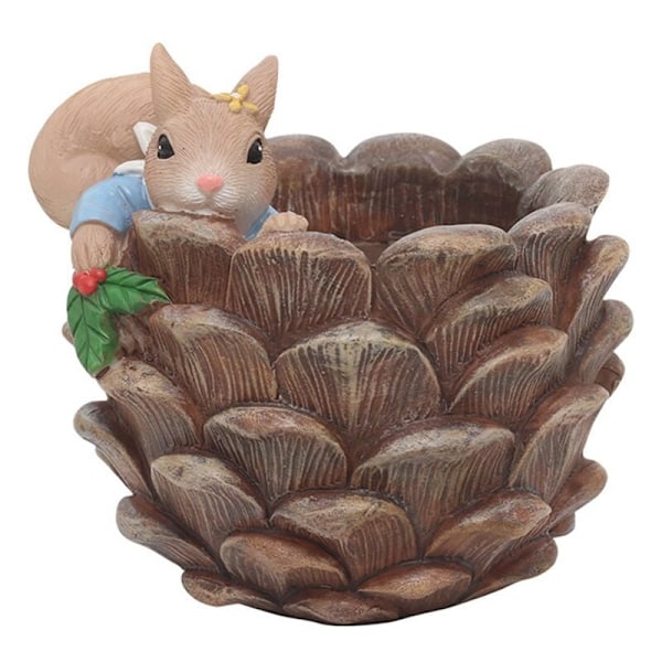 Blomsterpot Tegneserie Dyr Sød Kødfuld Egern Blomsterpot Harpiks Sukkulent Desktop Potter Dekoration til Kontor