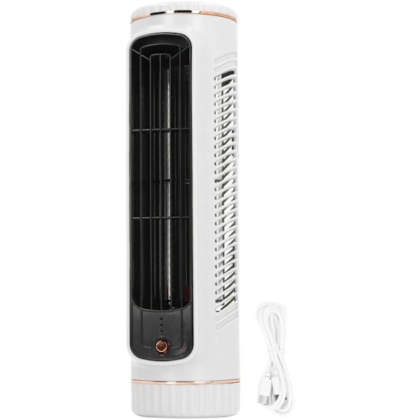 Bladeløs Bordkøleventilator, 3 Hastigheder, Stille, Genopladelig, til Soveværelse, Kontor, Udendørs, Hvid