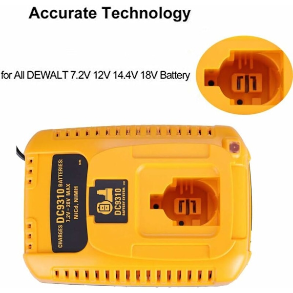 DC9310 DW9116 Ladere til Dewalt 7.2V-20V Ni-CD & Ni-MH Batterilader DC9096/DC9098/DC9099/DW9099/DE9095/DC9091 Batterier