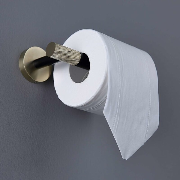 Toiletpapirholder i rustfrit stål til vægmontering, papirholder i børstet guld og matsort