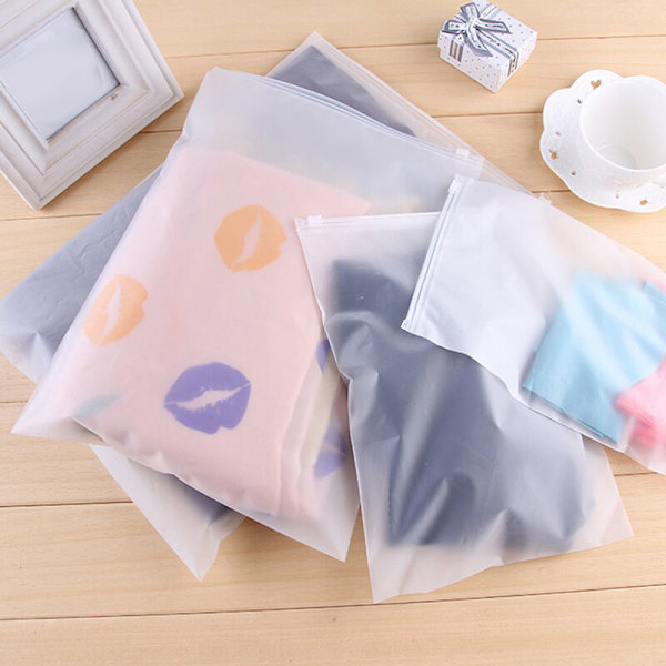 50 stk/pakke Svømmematte Frosted Pouch Svømmepose Vanntett Forseglet Pose Transparent Glidelåspose Klær BH Sko Oppbevaring
