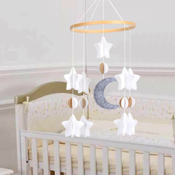 Baby vindspel Krubba 3D Måne Stjärnor Mobil Baby Krubba Filt Hängande Spel Mobil för Småbarn Barn Säng Dekor -