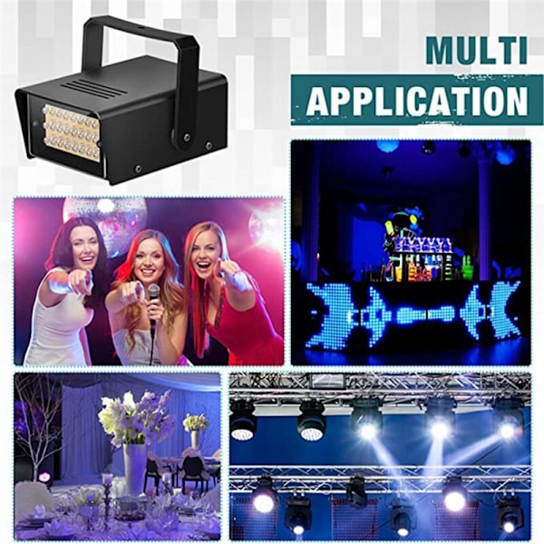 4 stk Party Strobe Lys, Lyse LED Strobe Lys Mini Party Lys Justerbar Blinkhastighet Kontroll Party Scene