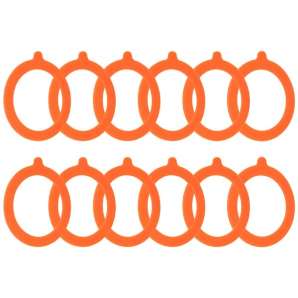 12-pack silikonersättningsringar, lufttäta gummipackningsringar för Mason Jar-lock, läckagesäker konserveringssilikon, orange