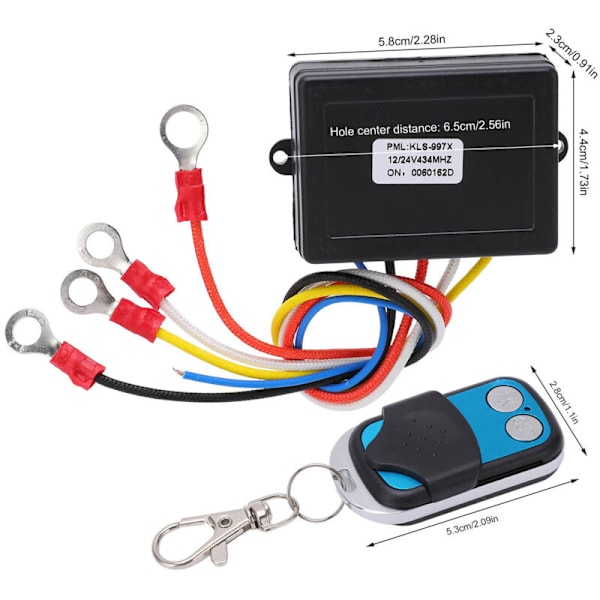 75ft Trådløs Trækspil Fjernbetjening 434MHZ Modtager 12V 24V Universal til Bil ATV SUV Lastbil-