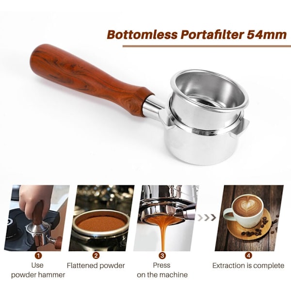 54 mm:n pohjasuodatinpidike Barista-sarjalle ja kahvikoneille, suodatinpidike suodatinpussilla