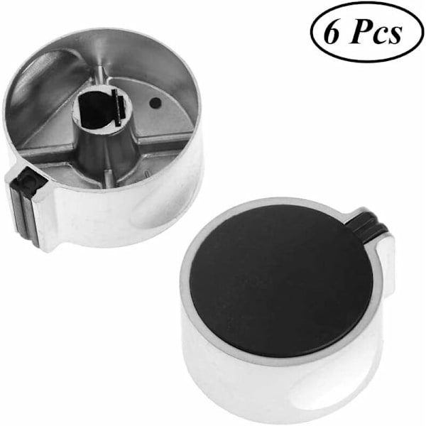 6 stk. stekeovnsknotter, gasskomfyr knotter, gasskomfyr knott, gassknott, universell legering modus 45° bryter svart gassknott for hjemmekjøkken, 8mm