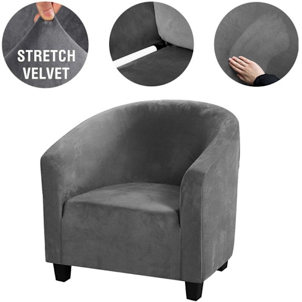 Clubstoltrekk, Stretch Velvet Tub Stoltrekk Myke Sofa Trekk for Lenestol Møbelbeskytter (Kaffe, Velvet)