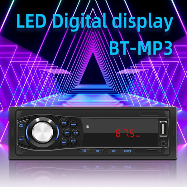 12V Universal 1DIN LED Bil Multimedia-spiller Bilstereo Radiospiller Aux Inngangsmottaker Støtter TF-kort U-disk FM