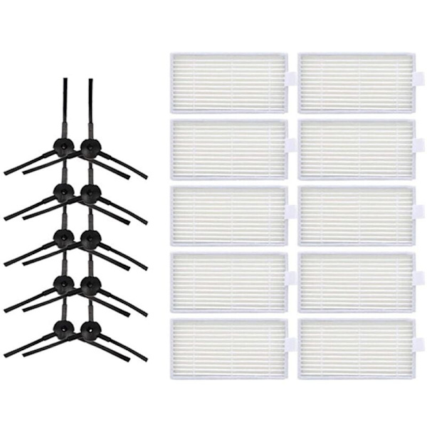 Sidoborste filter ersättningstillbehörssatser för Ilife V5 V5S V3 V3S V5Pro V50 V55 X5 V5S Pro robotdammsugare
