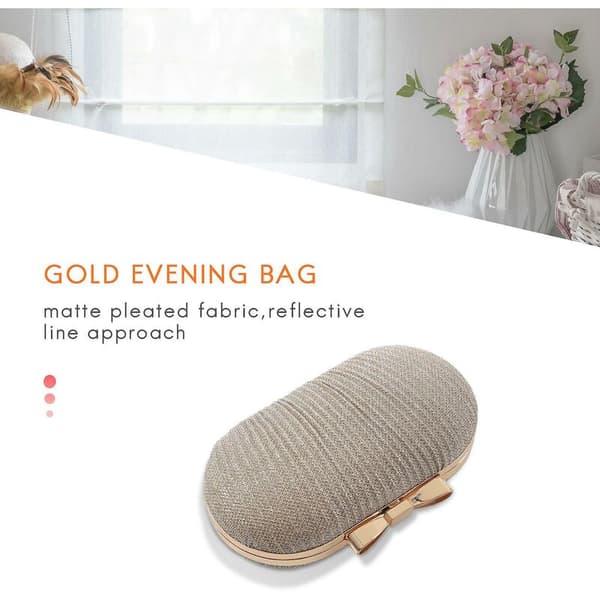 Clutches Kvinnor Blanka Bröllop Brud Handväskor Metallic Båge（champagne）