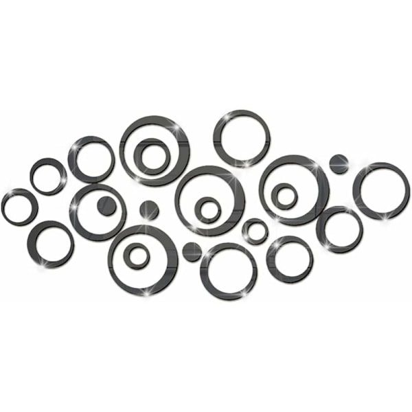 Akryl Cirkel Spejl Vægstickers, Badeværelses Vægstickers (Sort/24 stk))