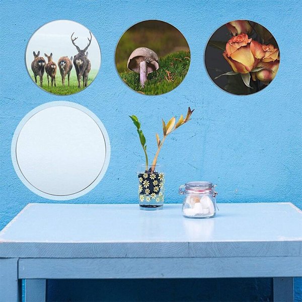 16 stk Juleakrylpynt Blad Rund Panel for Bilderamme Maling DIY Håndverk (4 tommer)