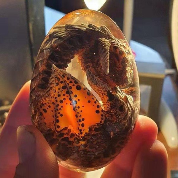 Dragon Egg Ornament, Crystal Clear Resin Dragon Statue Egg, Exqui