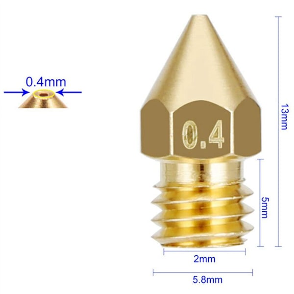 60 st 0,4 mm MK8 3D-skrivarmunstycke för Anet A8 MK8 -10 -10S S4 S5 3Pro 5
