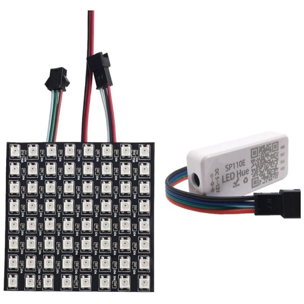 WS2812B Led Strip 8X8 Digital Panel Matrix WS2812 Individuelt Adresserbart Modul Lys SP110E Bluetooth Controller