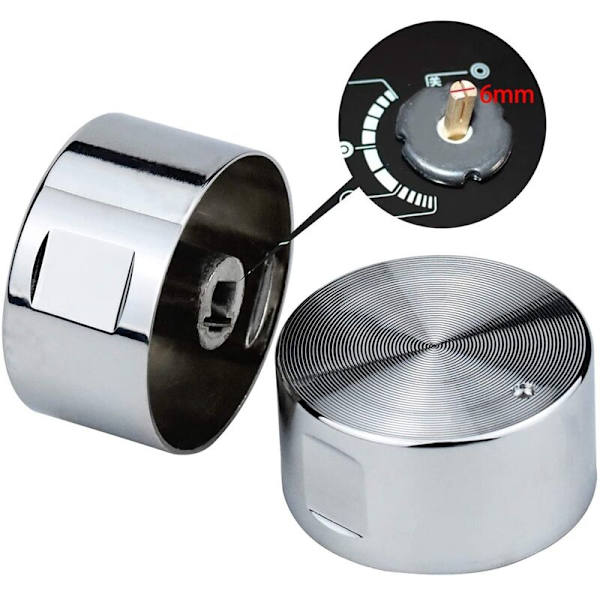 8 st Metalliska Spisknoppar 6 mm Universal Spis Kontroll Ugns Knoppar Hällbrännare Knapp Gas Hällbrytare