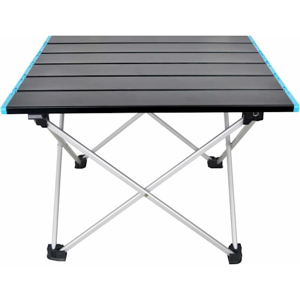Lättvikts Aluminium Bärbar Campingbord, Lätt att Bära, Perfekt för Camping, Picknick, Kök, Trädgård, Vandring (Svart+Blå, 40x34.5x29.5cm)