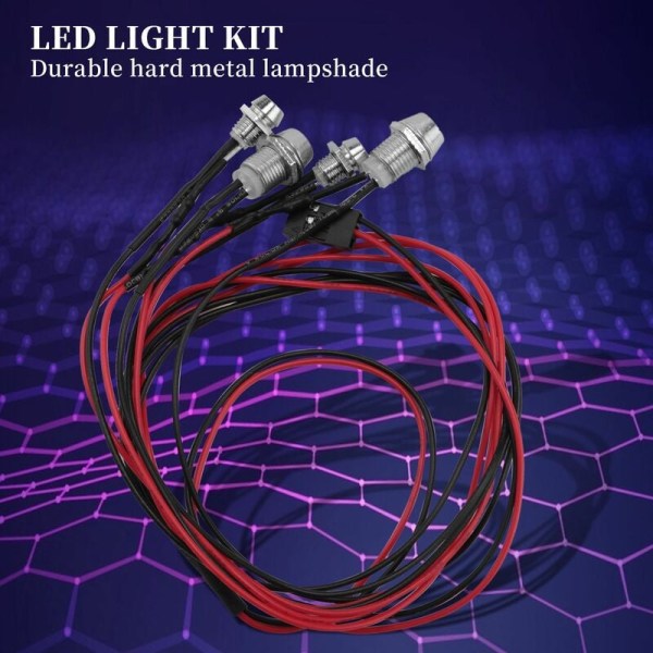 Set med 4 LED-lampor 2 vita 2 röda för RC-bil 1/4 1/8 Redcat Axial SCX10 D90