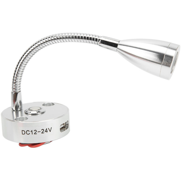 RV Läslampa Flexibel Hals 3 Färger Ljus 12-24V 3W USB Laddningsbar Universal för Yachter Båtar Silver