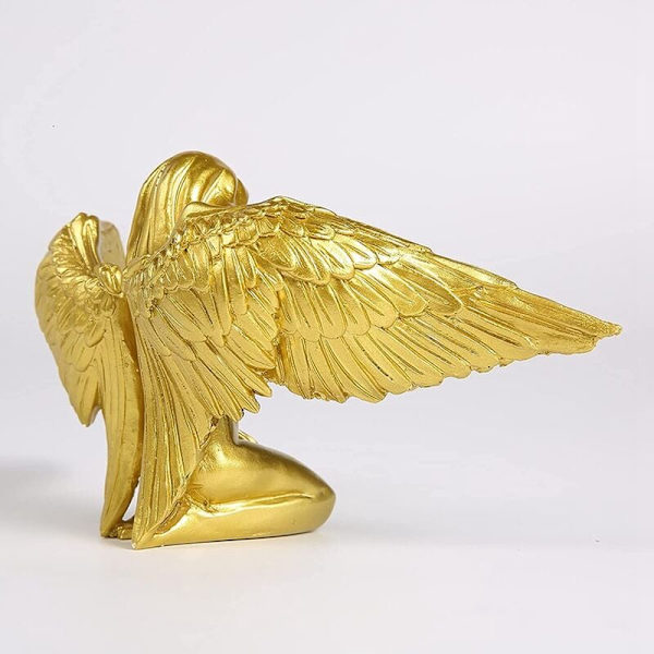 3D Statue Dekoration Knælende Kappe Statue Uafhængig Skulptur Guld
