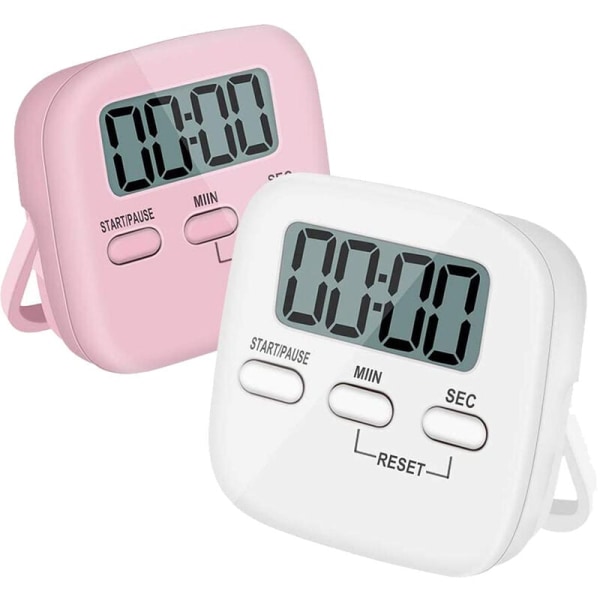 Set of 2 Digital Kitchen Timers, with Magnetic Attachment, Countdown for, Sports, Taking a Break, Learning with Loud Alarm